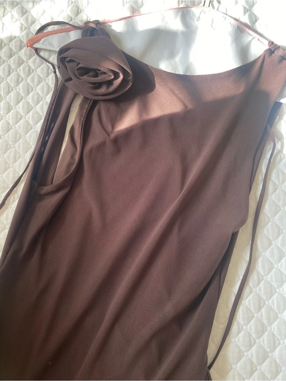 AFRM Brown High-Low Ruffle Maxi Dress - Picture 6 of 8